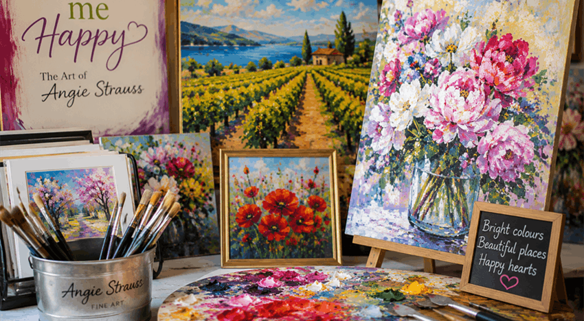 Colour happy glimpse wonderful world artist angie strauss