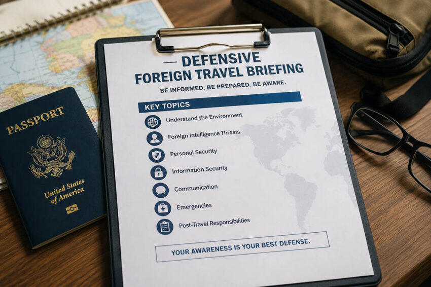 How often must you receive a defensive foreign travel briefing
